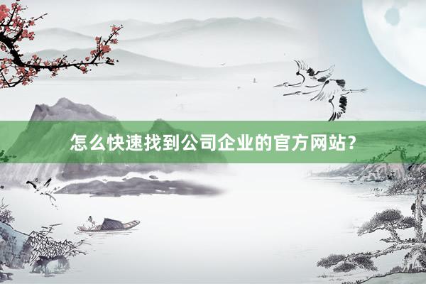 怎么快速找到公司企业的官方网站？