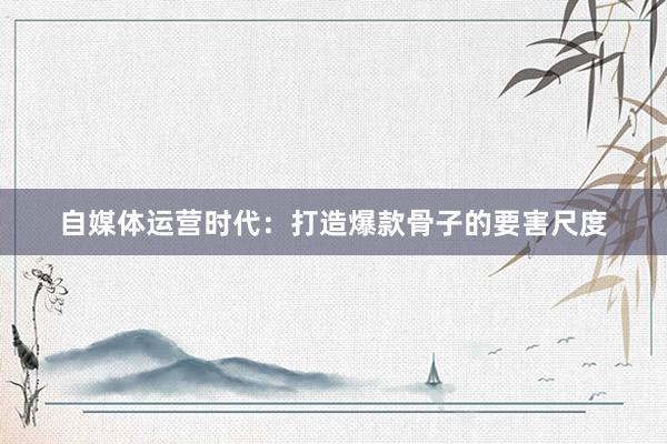 自媒体运营时代：打造爆款骨子的要害尺度
