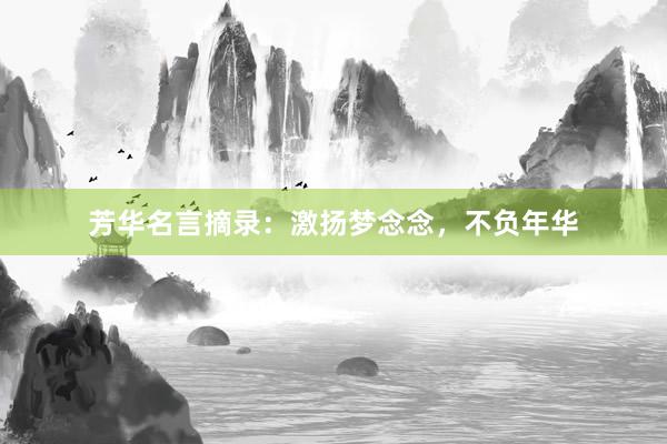 芳华名言摘录：激扬梦念念，不负年华