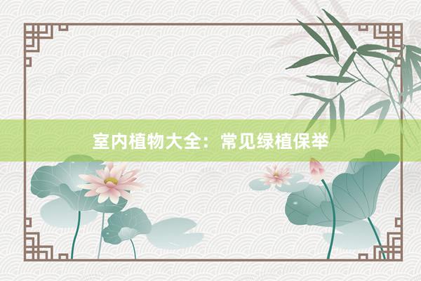 室内植物大全：常见绿植保举